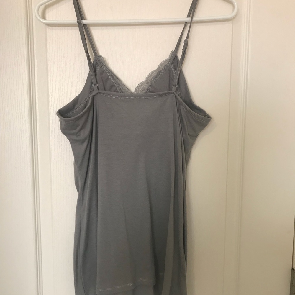 Gray Ruffled Spaghetti Strap Tank Top - Picture 4 of 5